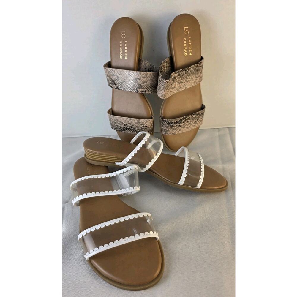 Lauren Conrad Women's 9.5M Slide Sandals- Lot Of 2 NWOT Beach Coastal Chic Clear